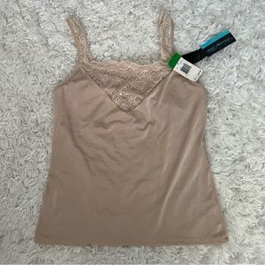 Vanity Fair Nude Lace Inset Body Caress Sheen Cami Camisole L